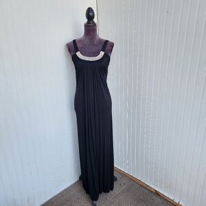 Alythea Jewel Scoop Neck Sleeveless Long Maxi Dress Stretch Rayon Jersey Sz M